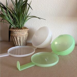 Tupperware Forget-Me-Not Round Hanging Fridge Keeper Set Small and Large Vintage